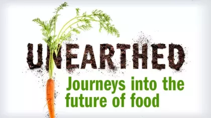 Logo for Kew's podcast Unearthed: Journeys into the future of food