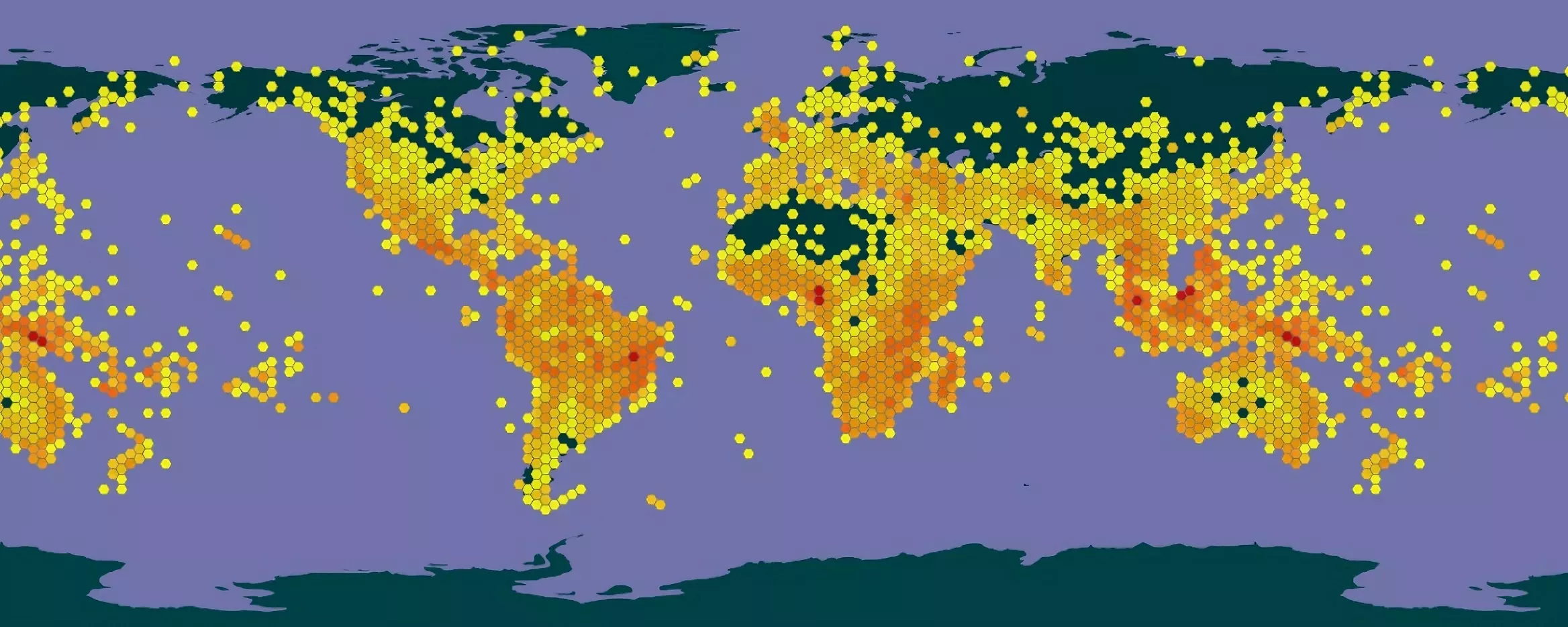 Coloured graphic showing distribution of herbarium specimens