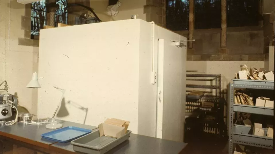 Large white refrigerator in The Mansion