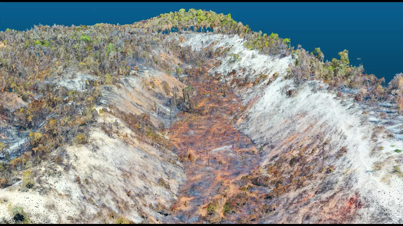 A computer render of a freshly burnt valley